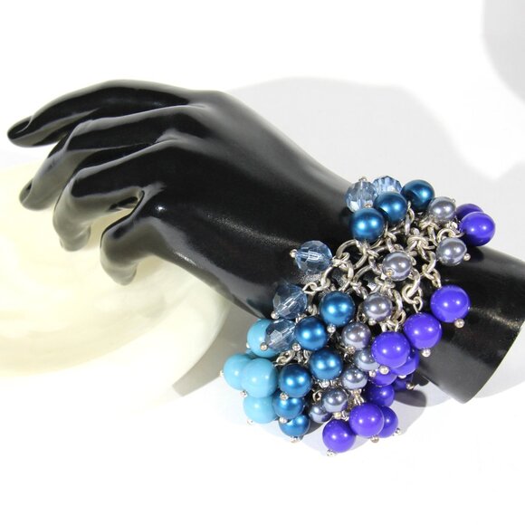 Chico's Silver Tone and Blue Beads Bracelet - Picture 6 of 7